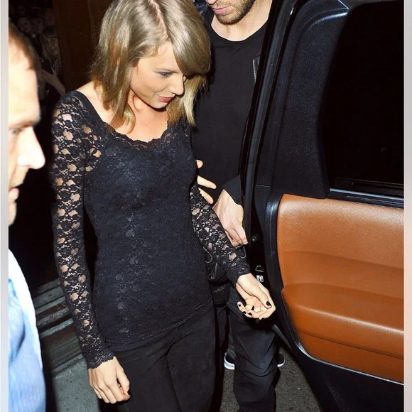 Free People Womens Black Lace Top Long Sleeve Sheer Layering Small NWOT - Picture 3 of 14